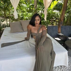 Fashion Nova One Shoulder Olive Dress